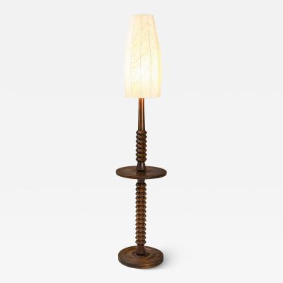 Brutalist Style Floor lamp in Saddle brown Oak France 1960s