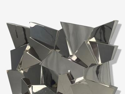 Brutalist Style Geometric Chrome Wall Mirror American 2010s