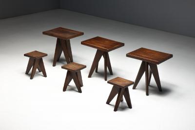 Brutalist Tabouret Stools France Mid 20th Century