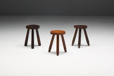 Brutalist Tripod Stools France 1960s