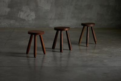 Brutalist Tripod Stools France 1960s