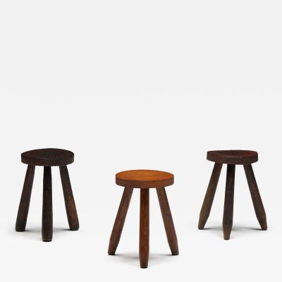 Brutalist Tripod Stools France 1960s