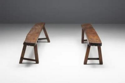 Brutalist Wabi Sabi Benches France 19th Century