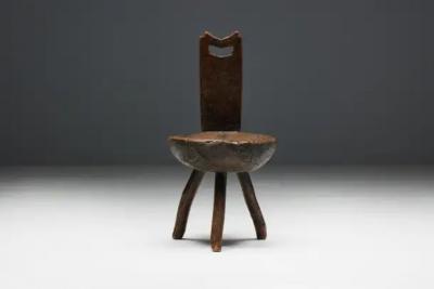 Brutalist Wabi Sabi Tripod Alpine Chairs France 19th Century