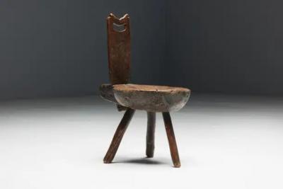 Brutalist Wabi Sabi Tripod Alpine Chairs France 19th Century