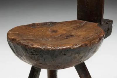 Brutalist Wabi Sabi Tripod Alpine Chairs France 19th Century