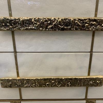 Brutalist White and Gold Murano Glass Sideboard