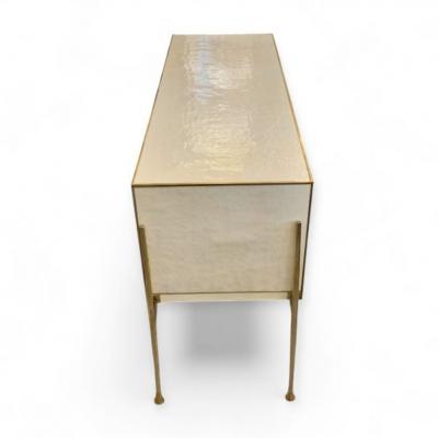 Brutalist White and Gold Murano Glass Sideboard