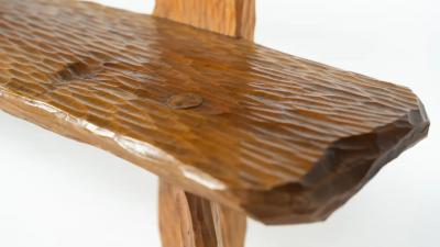 Brutalist Wooden Bench Italy 1970s