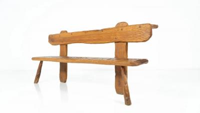 Brutalist Wooden Bench Italy 1970s