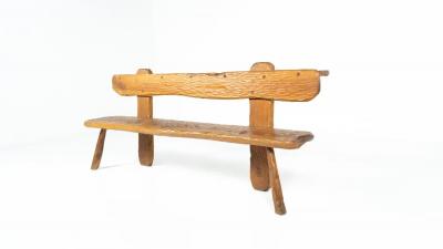 Brutalist Wooden Bench Italy 1970s