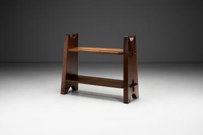 Brutalist Wooden Bibus Shelf with Wedge Joints Europe ca 1950s