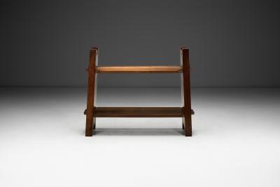 Brutalist Wooden Bibus Shelf with Wedge Joints Europe ca 1950s