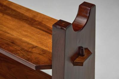 Brutalist Wooden Bibus Shelf with Wedge Joints Europe ca 1950s
