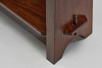 Brutalist Wooden Bibus Shelf with Wedge Joints Europe ca 1950s