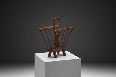 Brutalist Wooden Magazine Rack Europe Mid 20th Century
