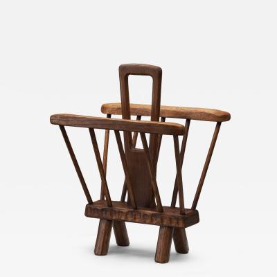 Brutalist Wooden Magazine Rack Europe Mid 20th Century