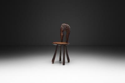 Brutalist Wooden Side Chair Europe Mid 20th Century