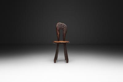 Brutalist Wooden Side Chair Europe Mid 20th Century