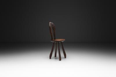 Brutalist Wooden Side Chair Europe Mid 20th Century