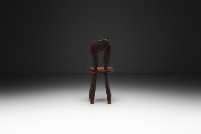 Brutalist Wooden Side Chair Europe Mid 20th Century
