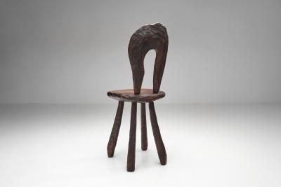 Brutalist Wooden Side Chair Europe Mid 20th Century