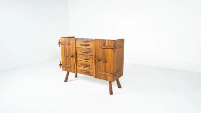 Brutalist Wooden Sideboard Italy 1970s