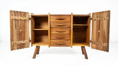 Brutalist Wooden Sideboard Italy 1970s