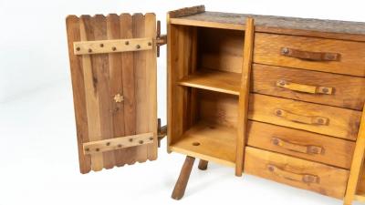 Brutalist Wooden Sideboard Italy 1970s