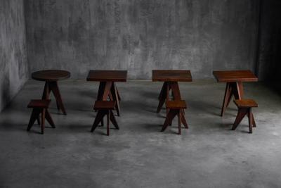 Brutalist Wooden Tables France Mid 20th Century