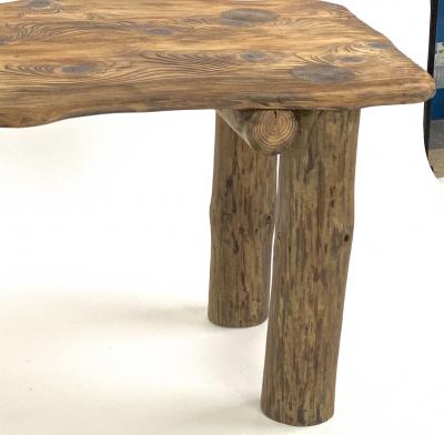 Brutalist awesome sand blasted organic dinning table with log legs