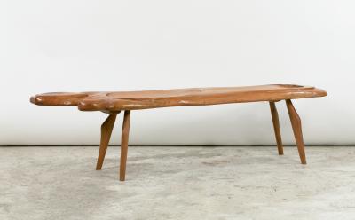 Brutalist coffee table or bench in carved elm France circa 1980