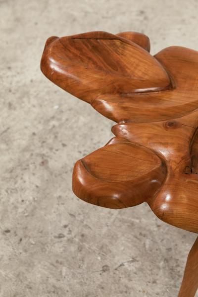 Brutalist coffee table or bench in carved elm France circa 1980
