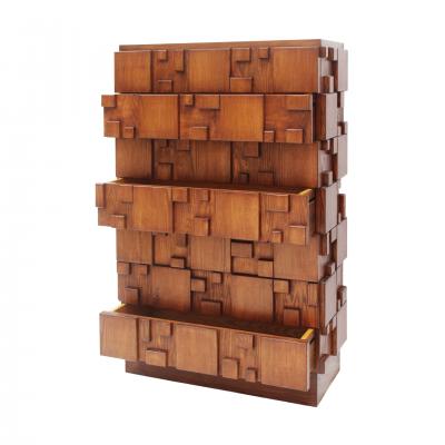Brutalist wooden chest of drawers Italy