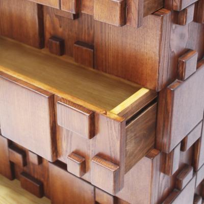 Brutalist wooden chest of drawers Italy