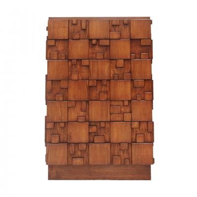 Brutalist wooden chest of drawers Italy