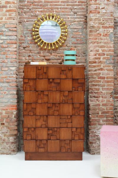 Brutalist wooden chest of drawers Italy