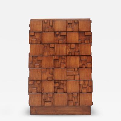 Brutalist wooden chest of drawers Italy