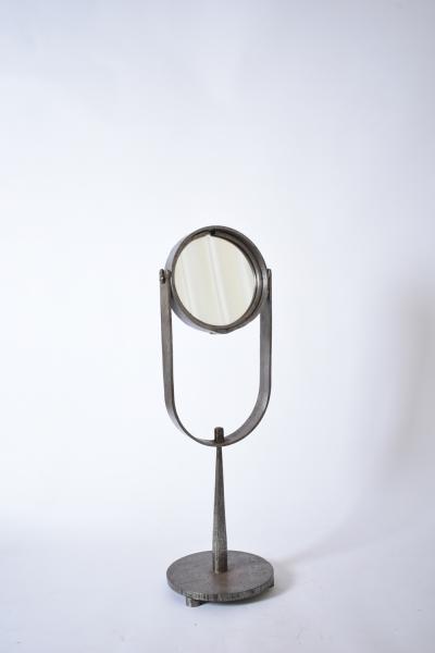 Brutalist wrought iron table mirror 1960s