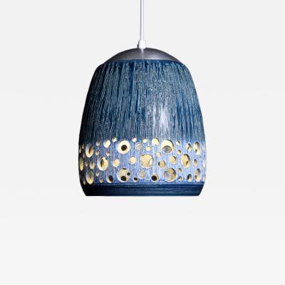 Brutalistic Ceramic Pendant with blue glaze