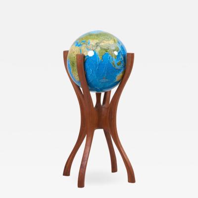 Bud Tullis American Studio Globe Stand with Globe by Woodworker Bud Tullis in 1981 Signed