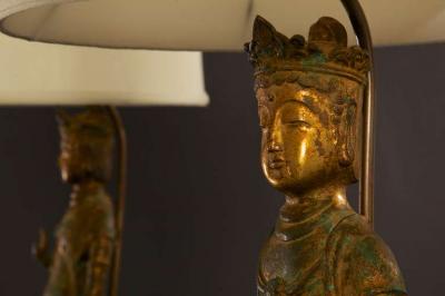Buddha Lamps in the Style of James Mont