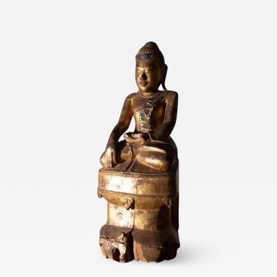 Buddha in lacquered wood Burma Mandalay 19th century