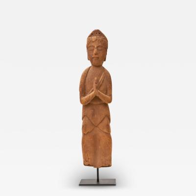 Buddhist Carved Wood Sculpture of Bosatsu