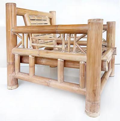 Budji Layug Antonio Budji Layug Style Vintage Coastal Bamboo Sofa