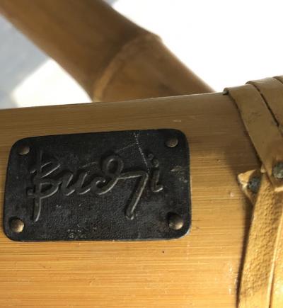 Budji Layug Signed Budji Layug Bamboo and Tessellated Stone Top Coffee Table