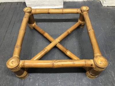 Budji Layug Signed Budji Layug Bamboo and Tessellated Stone Top Coffee Table