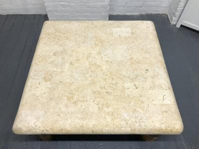 Budji Layug Signed Budji Layug Bamboo and Tessellated Stone Top Coffee Table