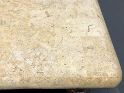 Budji Layug Signed Budji Layug Bamboo and Tessellated Stone Top Coffee Table