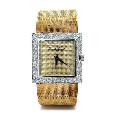 Bueche Girod Mens Square Watch in 18k gold Diamond Bezel